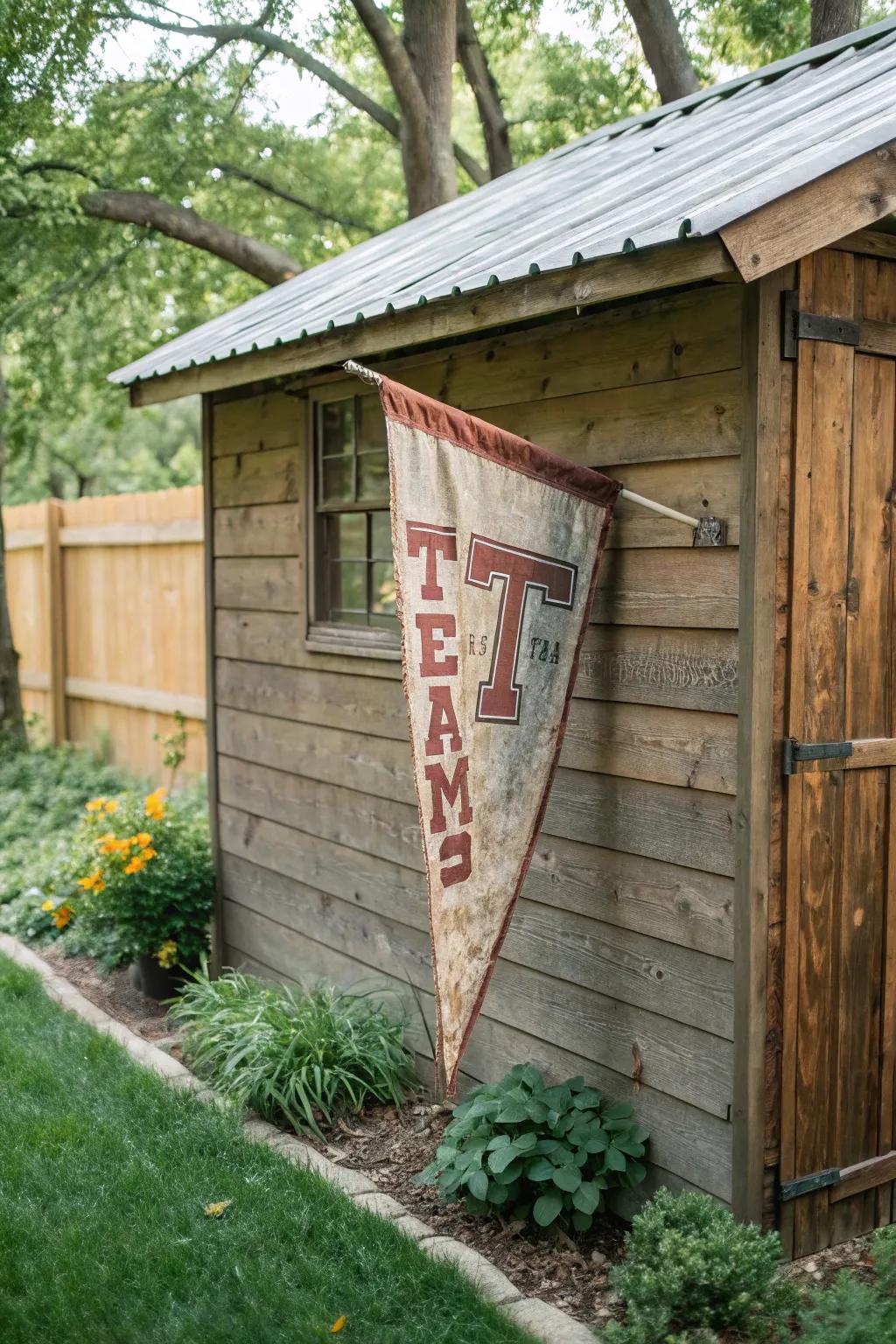 Bring rustic charm with a wooden team flag.