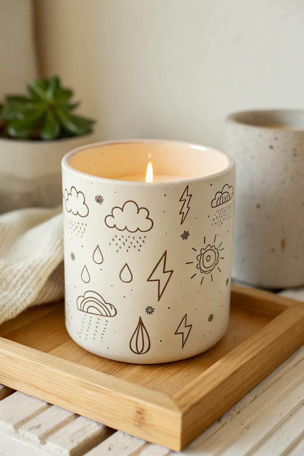 Embrace the beauty of storms with this handcrafted candle holder—a perfect blend of simplicity and artistry.