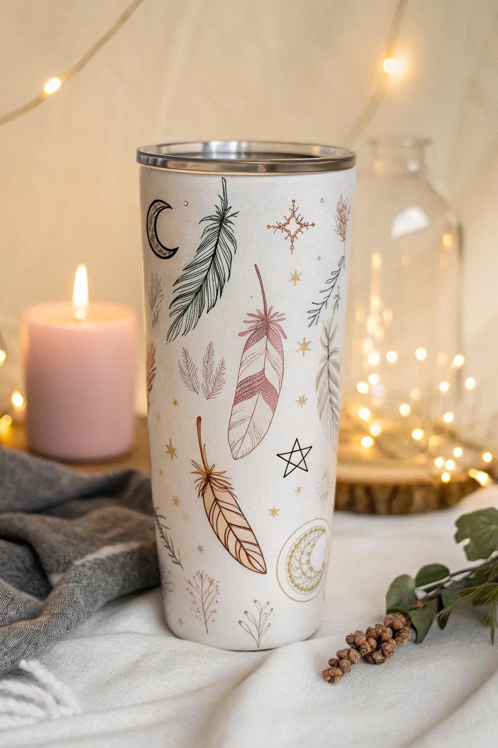 Embrace personal symbols with a touch of boho elegance.