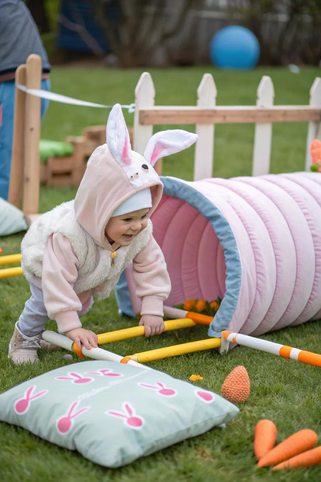 A hopping adventure with a bunny obstacle course.