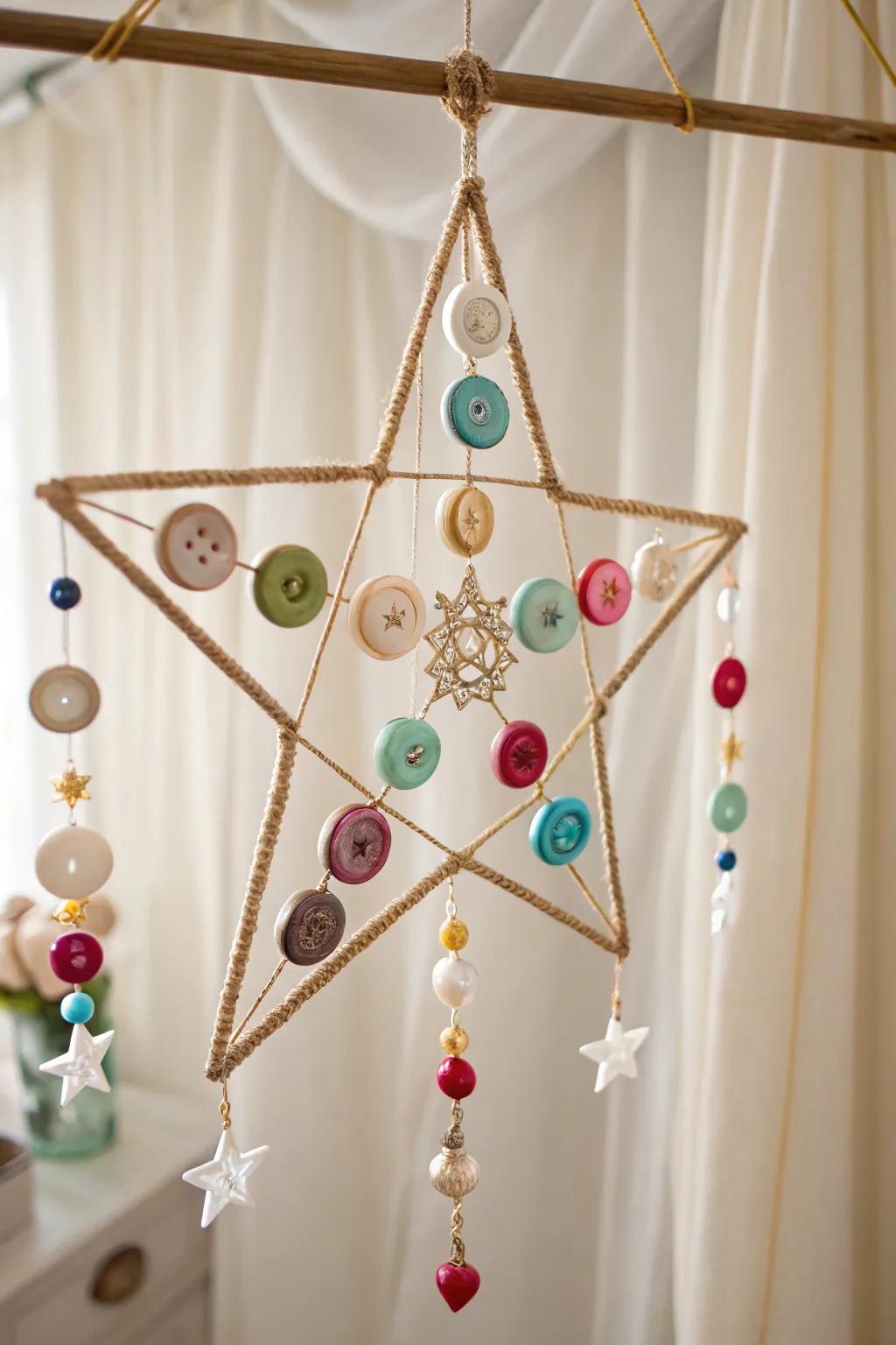 Brighten your space with a whimsical Button Bonanza parol, where creativity meets craftsmanship.