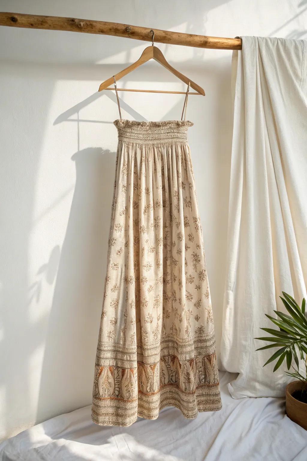 Transform your skirt into a chic strapless dress and embrace sustainable fashion with style.