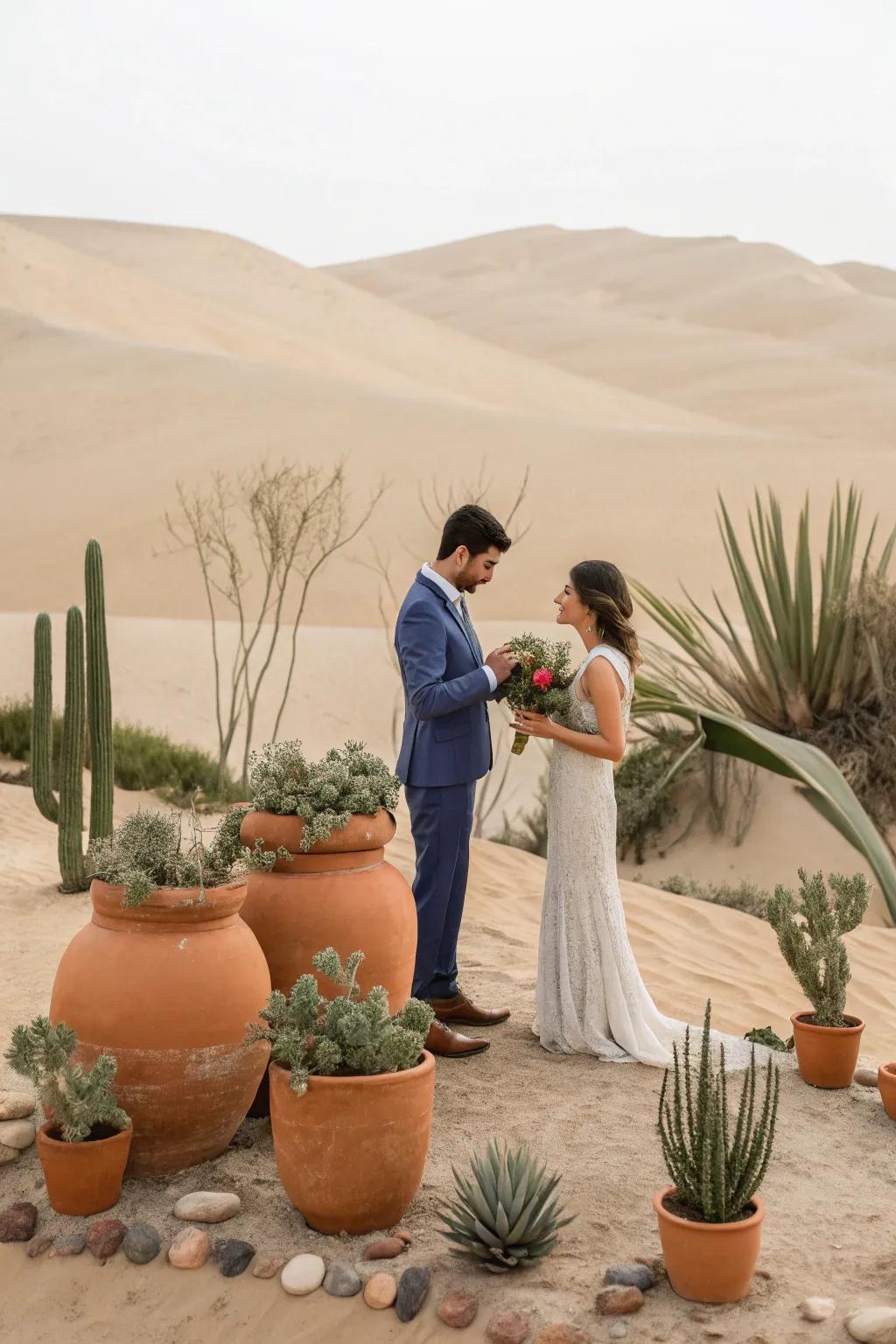 A unique vow renewal in a dramatic desert oasis.