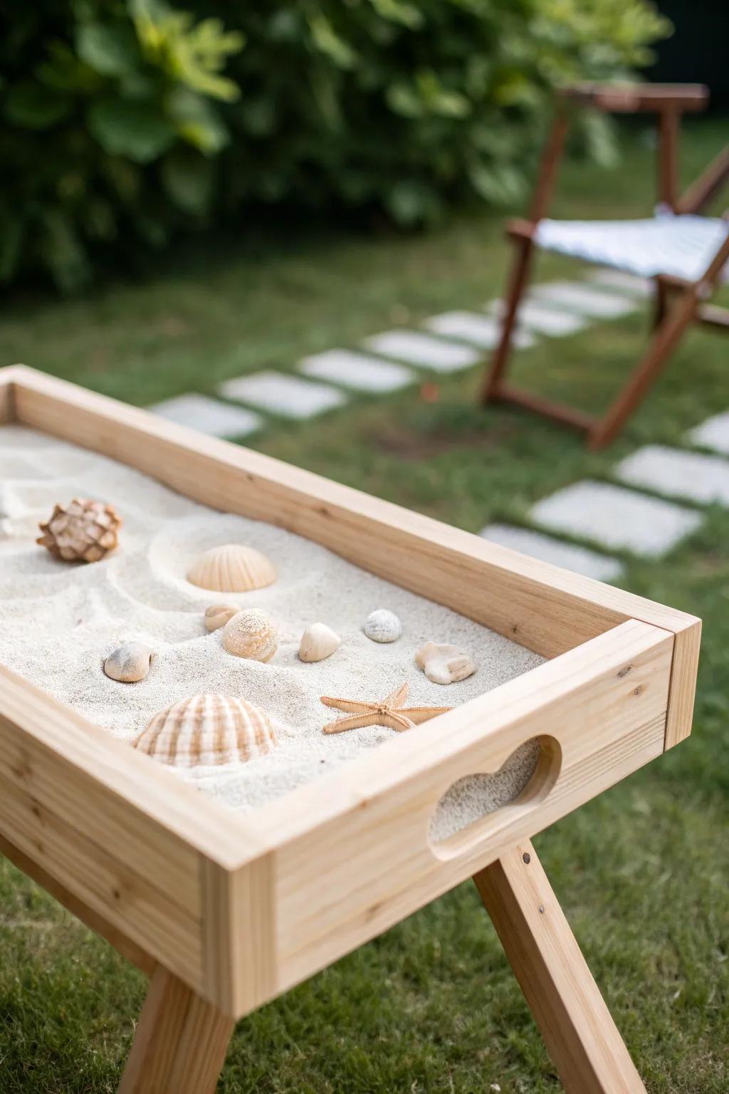 Transform your backyard into a serene beach escape with this minimalist water table setup. 🌿🏖️ #ScandinavianStyle #BeachDayAtHome