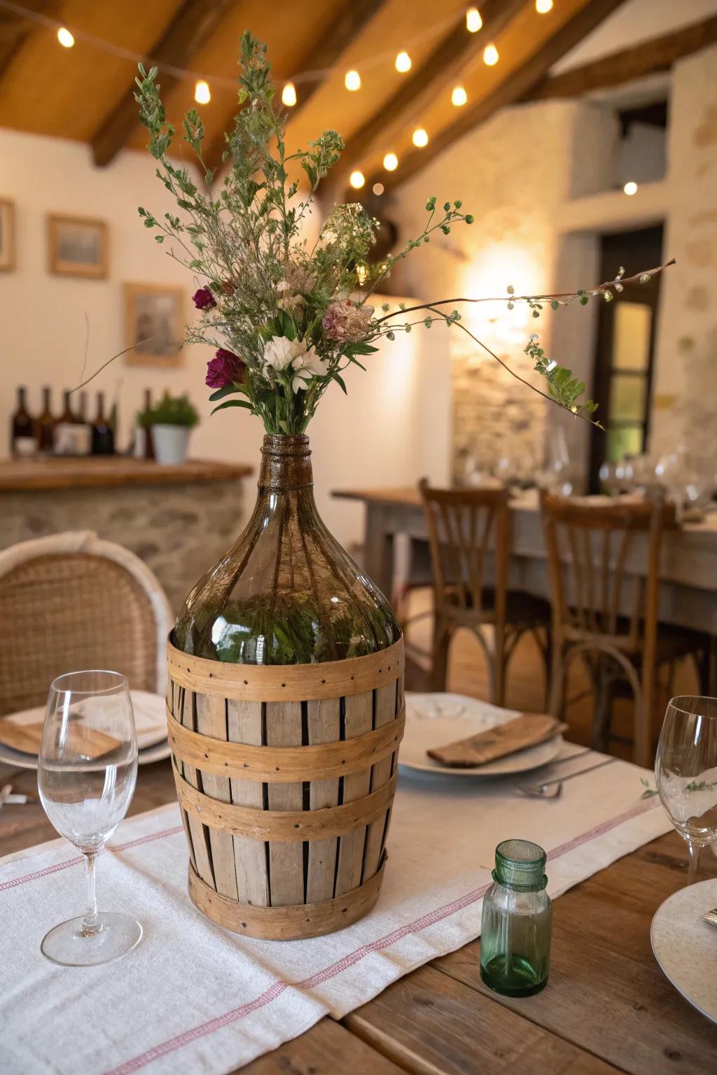 Bring French charm with crated demijohn vases.