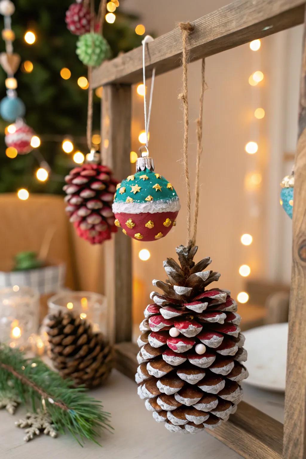 Pine cone crafts bring a touch of nature indoors.