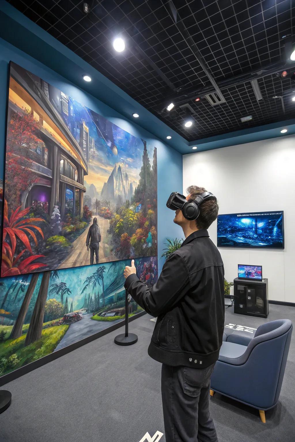 Virtual reality vibes offer a digital dream on canvas.