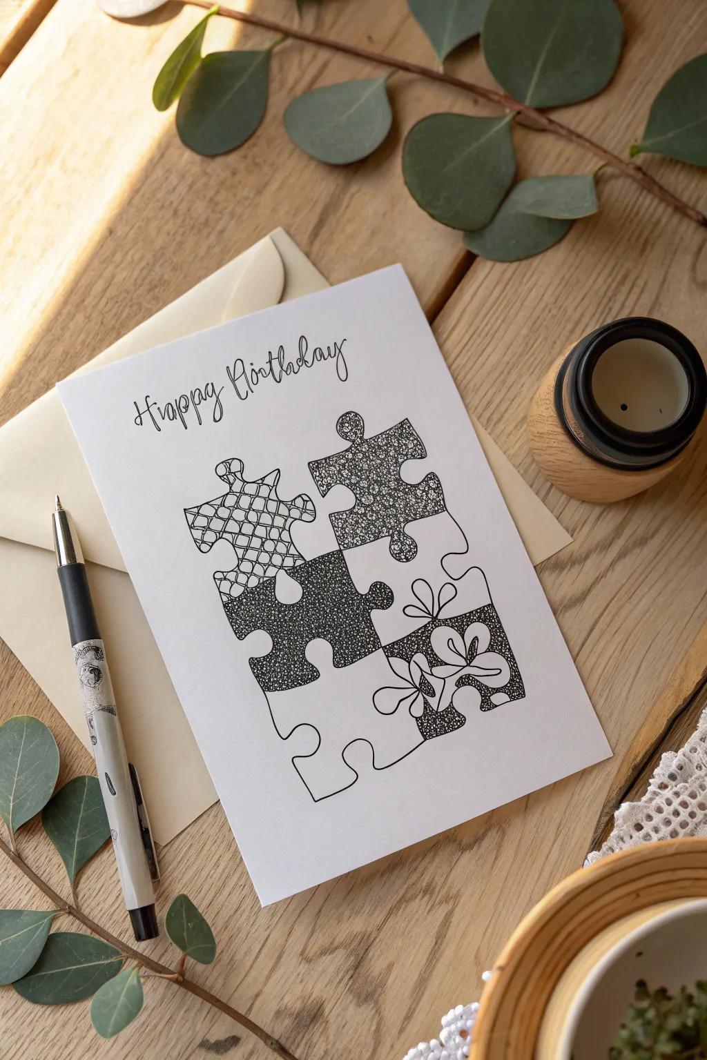 Celebrate the unique piece they are in your life with a Zentangle puzzle card.