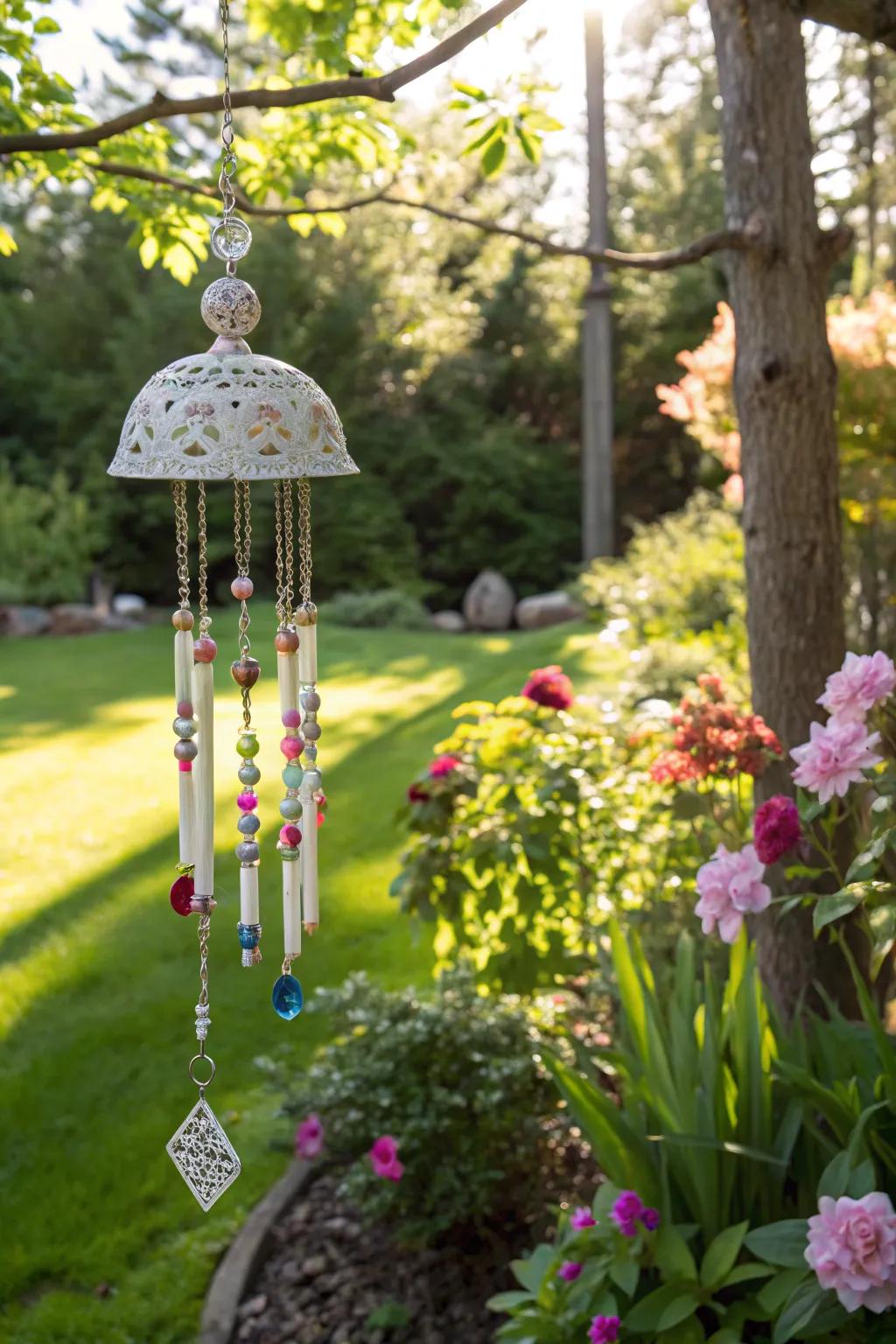 Add harmony to your garden with a porcelain wind chime.