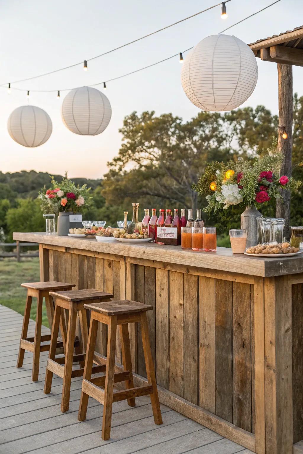 Sip and relax at your handmade outdoor bar.