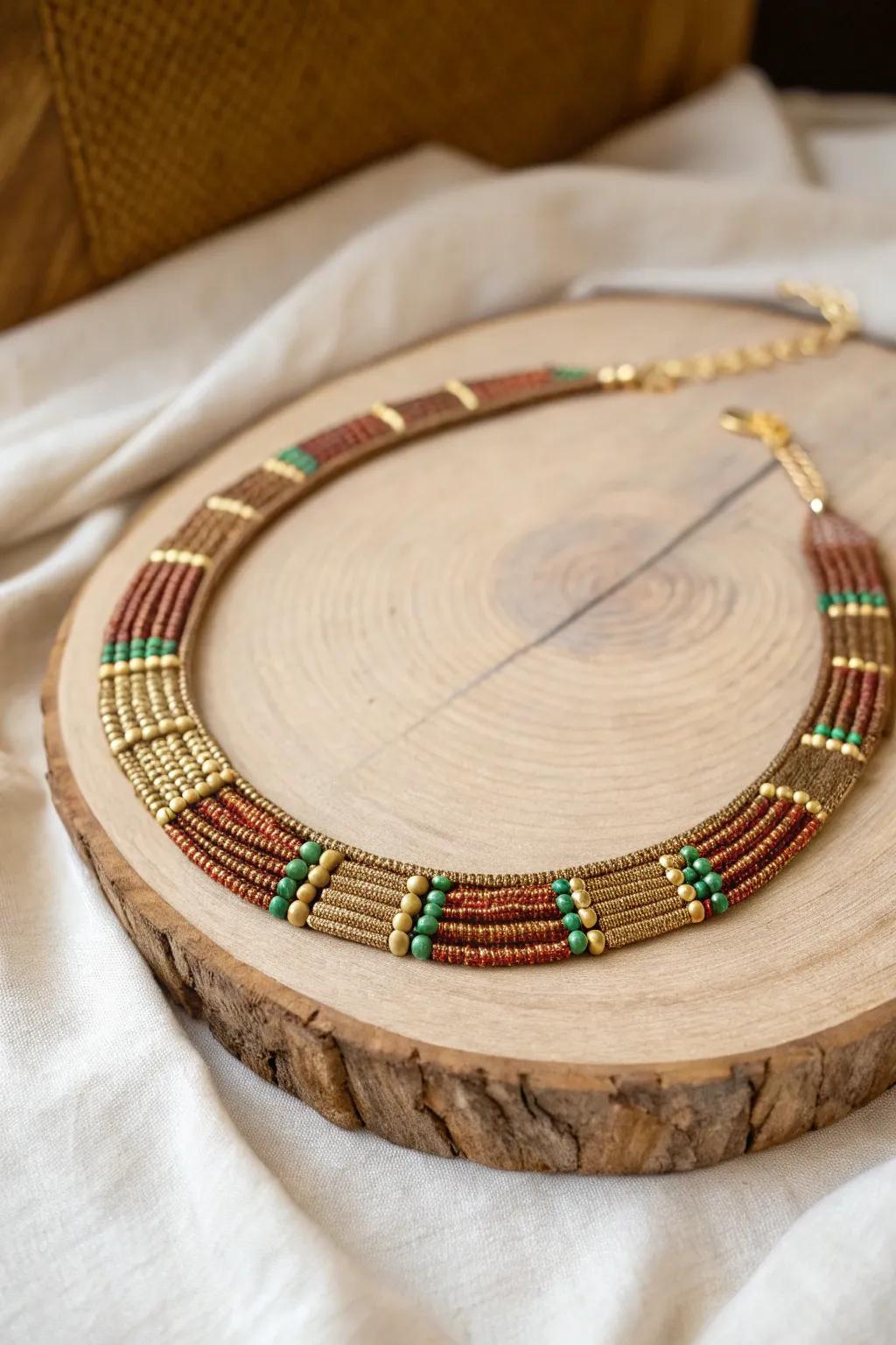 Elevate your style with this handcrafted African collar necklace, where simplicity meets artistry.