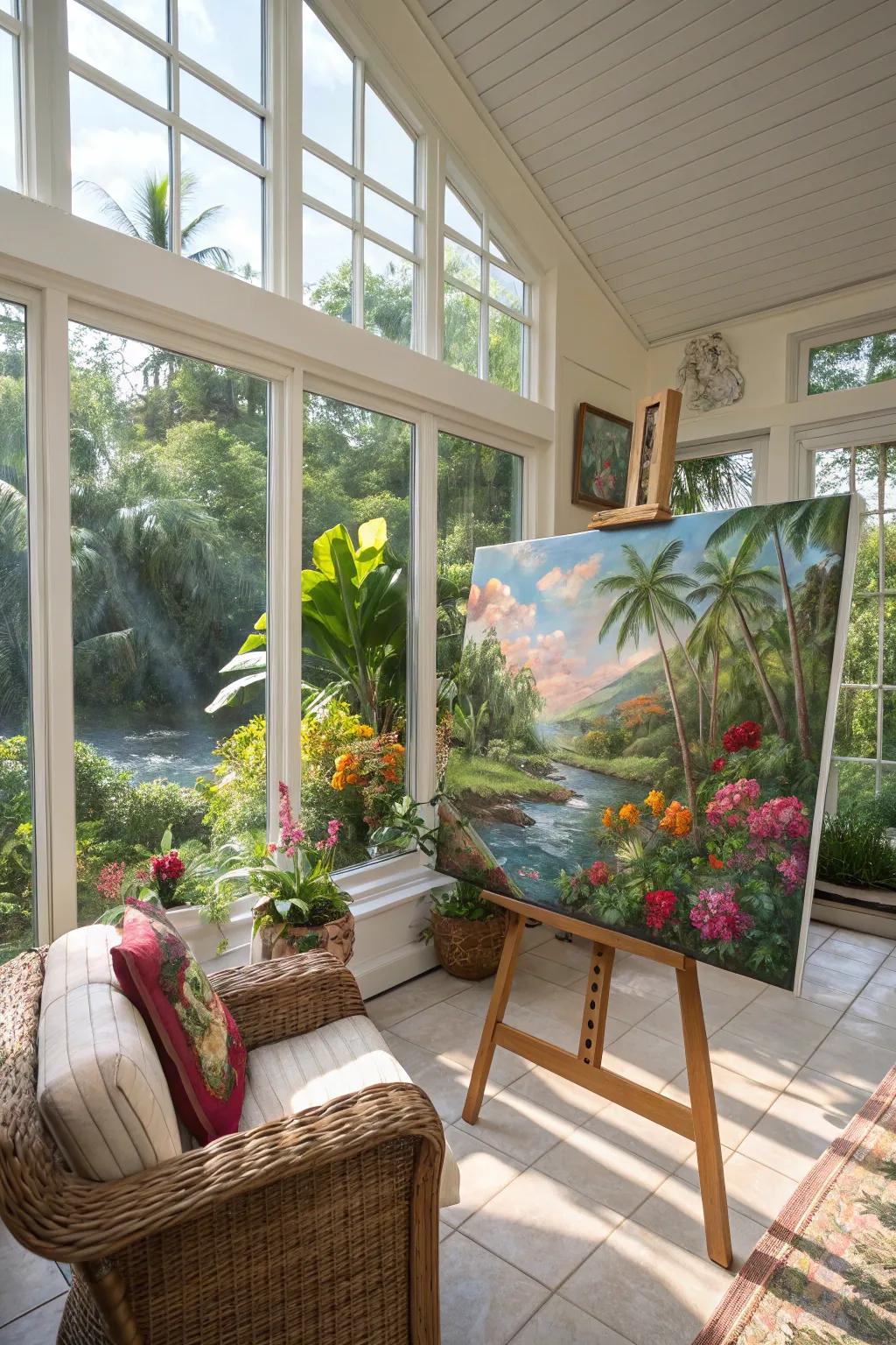 Tropical paradise paintings bring vacation vibes home.