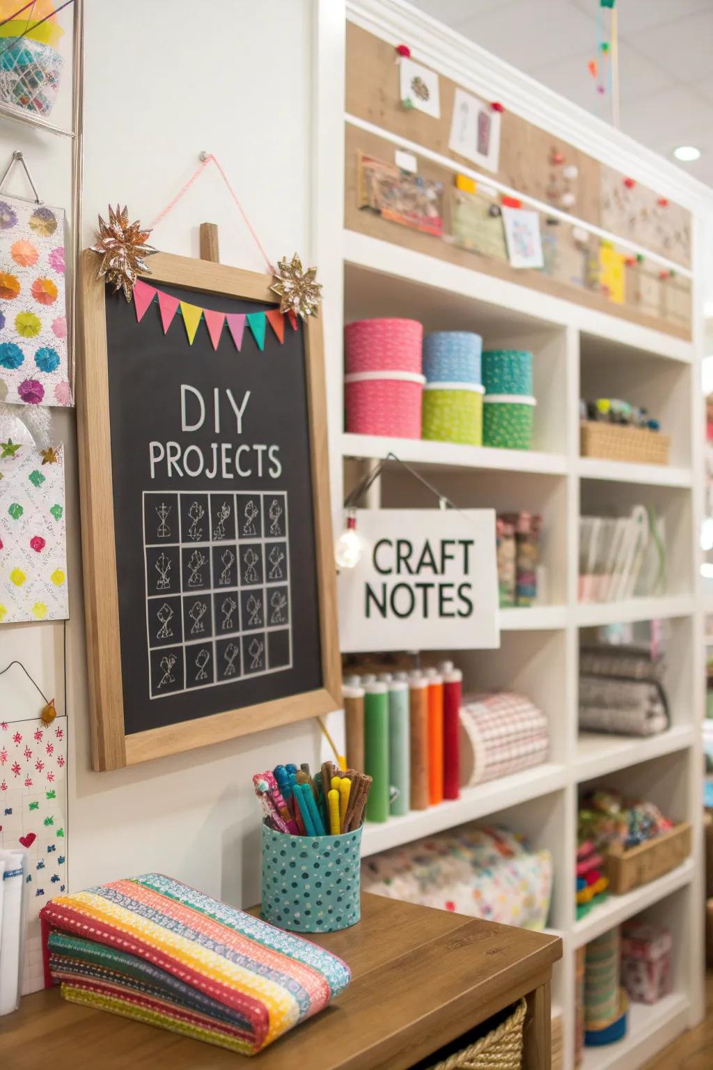 A crafty chalkboard calendar that organizes your DIY projects.