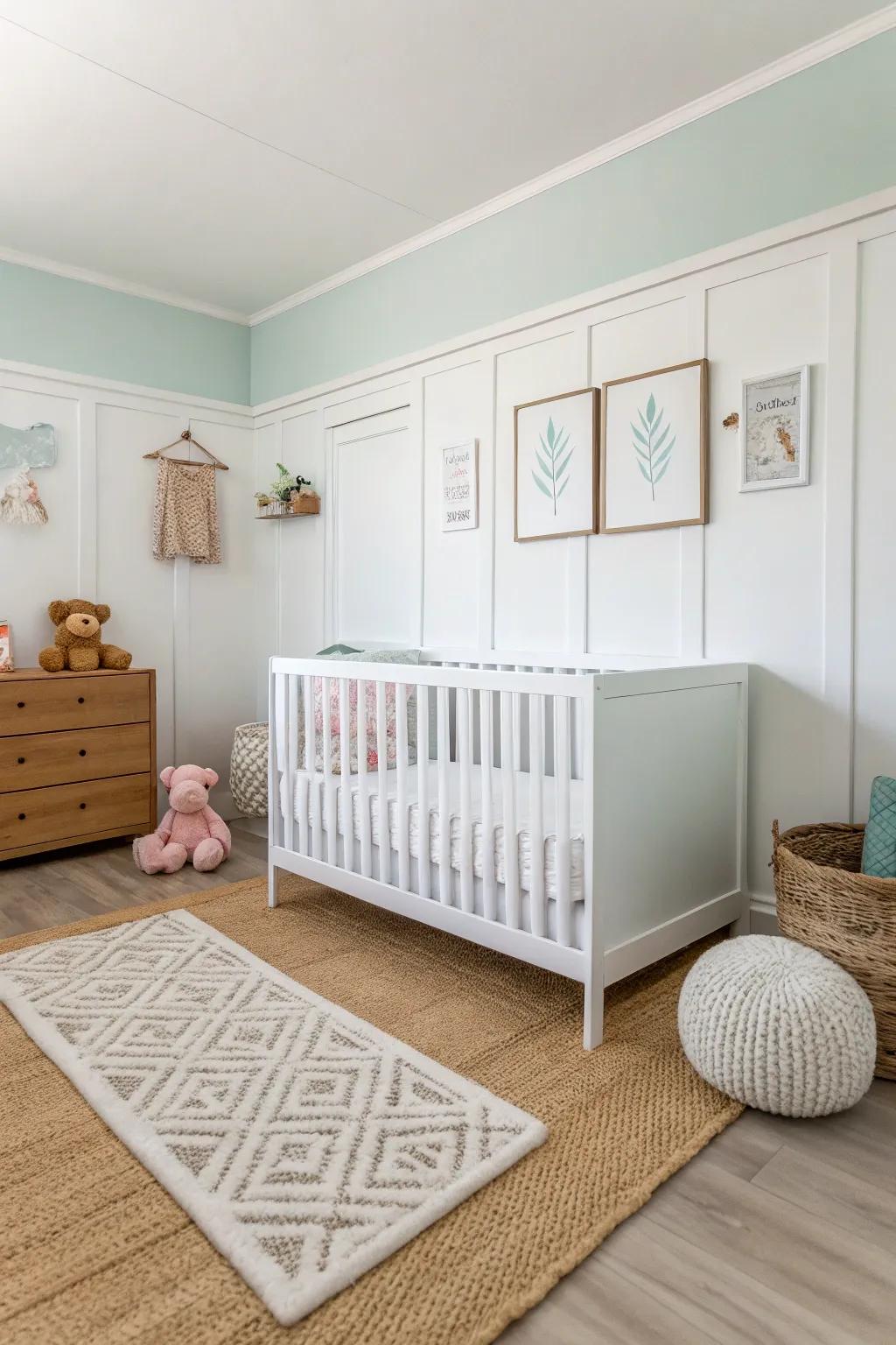 Minimalism creates a peaceful and uncluttered nursery environment.