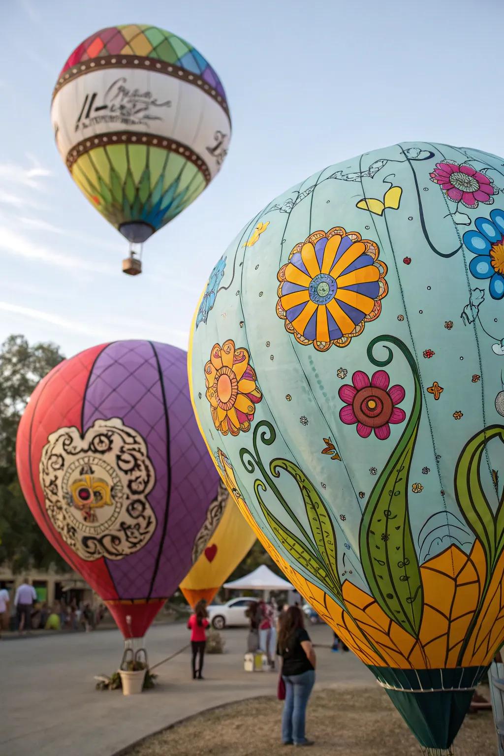 Custom painted balloons adding personality to the decor.