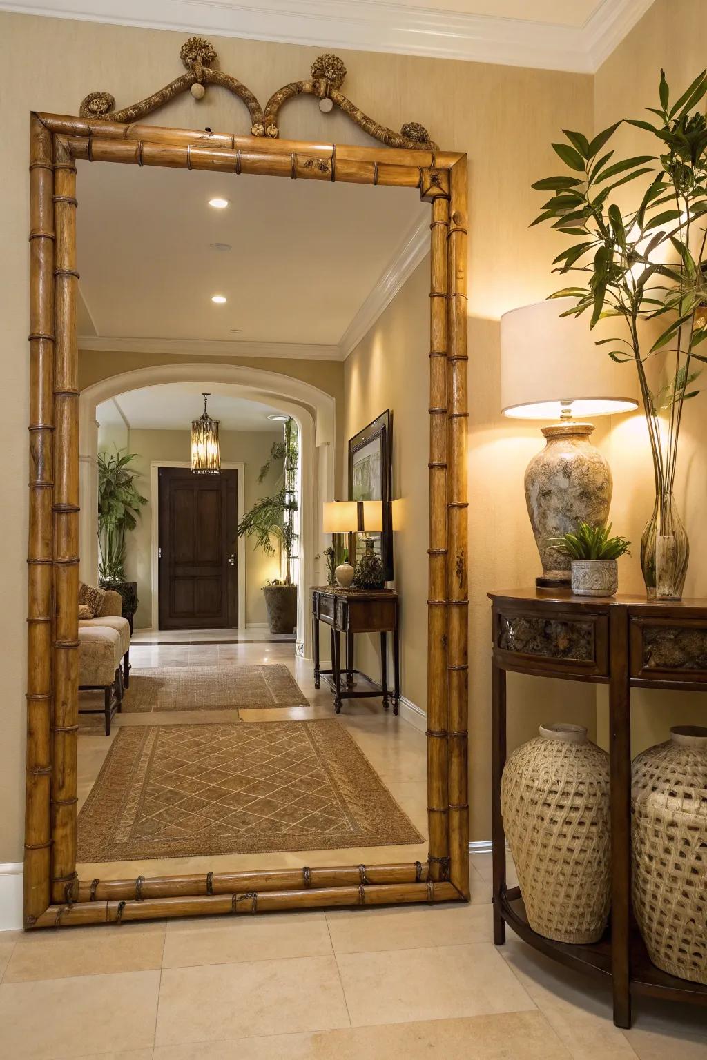 Bamboo mirror frames add elegance and charm to your home.