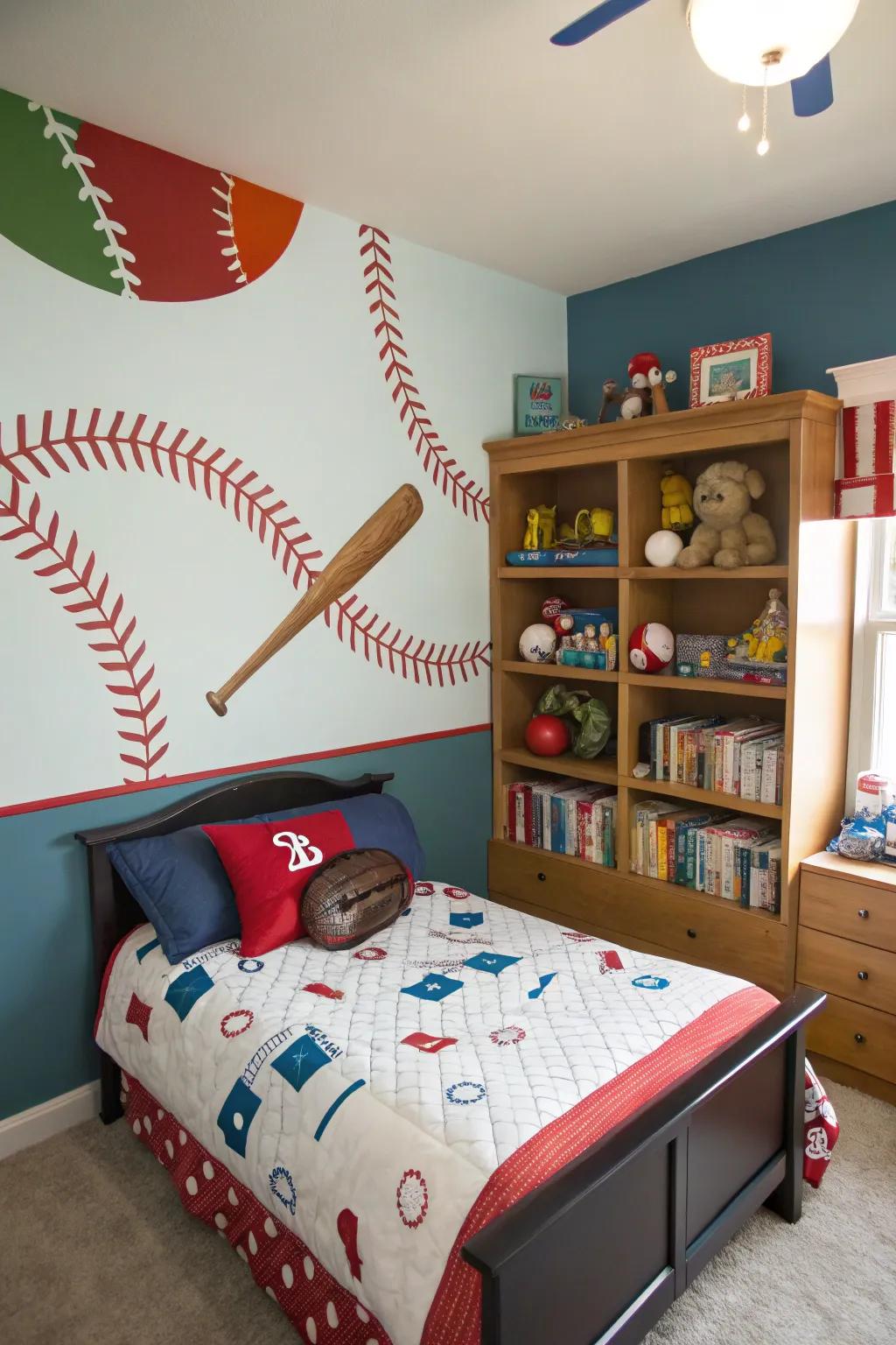 Inspire dreams with a playful baseball-themed kids' room.