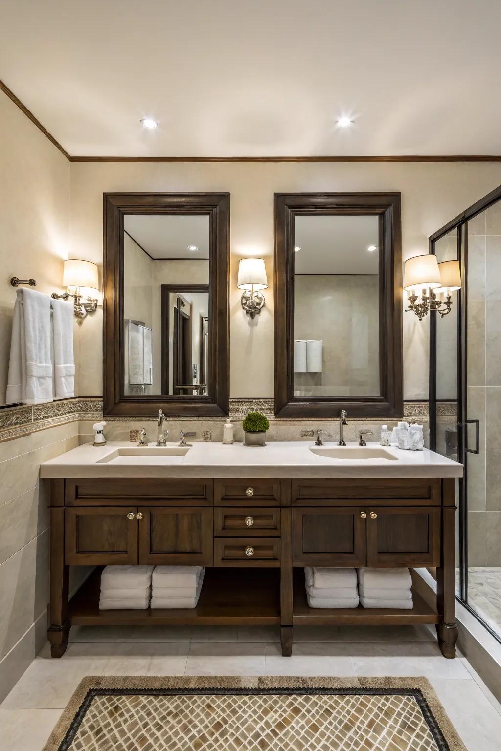 A bathroom showcasing symmetry for a harmonious and balanced feel.