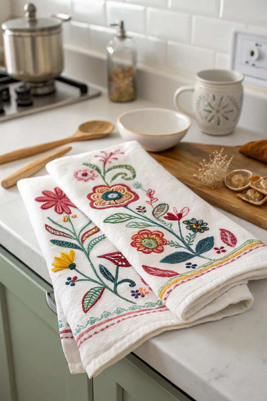 A custom tea towel that brings art to the kitchen.