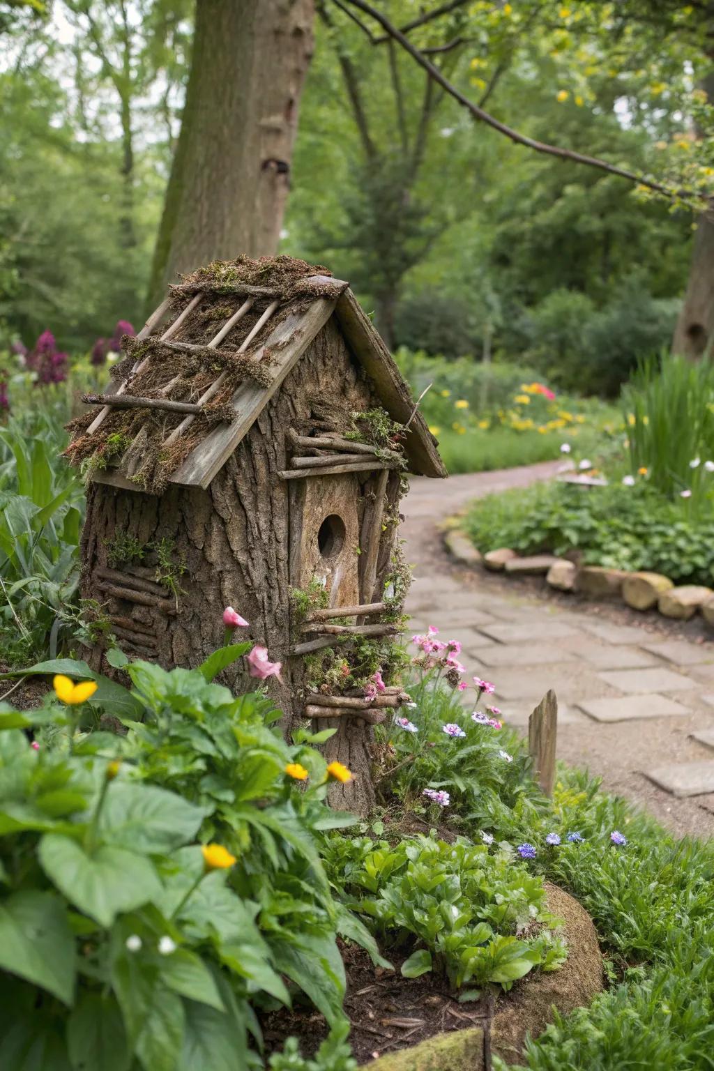 Encourage wildlife with natural nesting nooks.