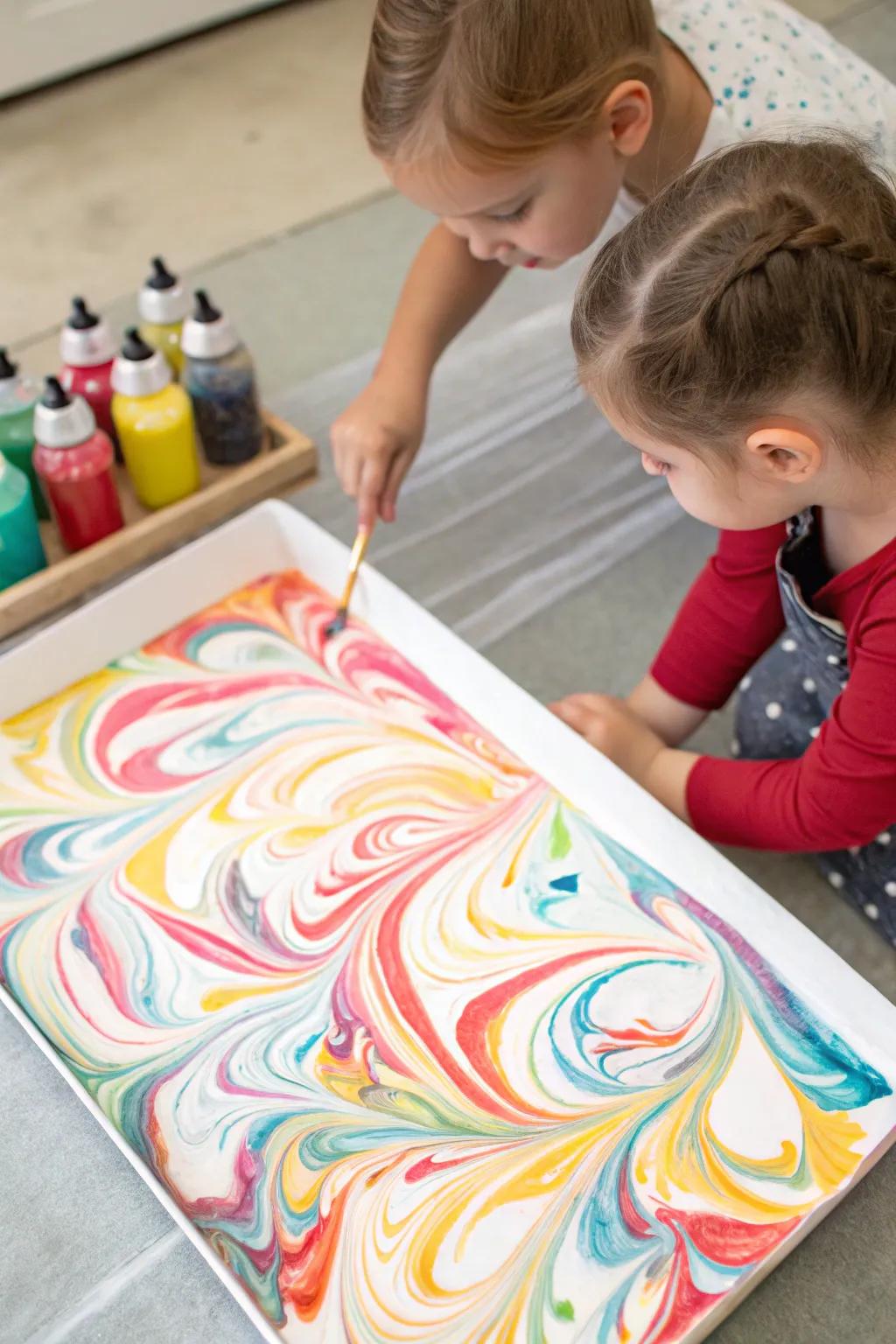 Mesmerizing marbled paper revealing the magic of color play.