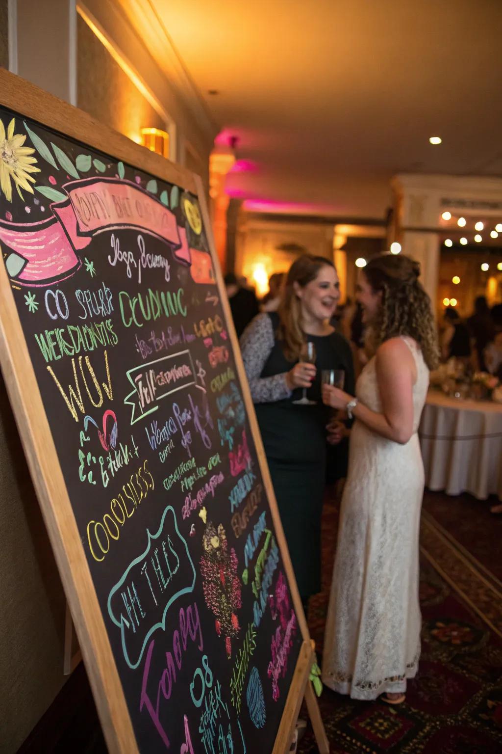 An interactive chalkboard that invites creativity and personal messages.