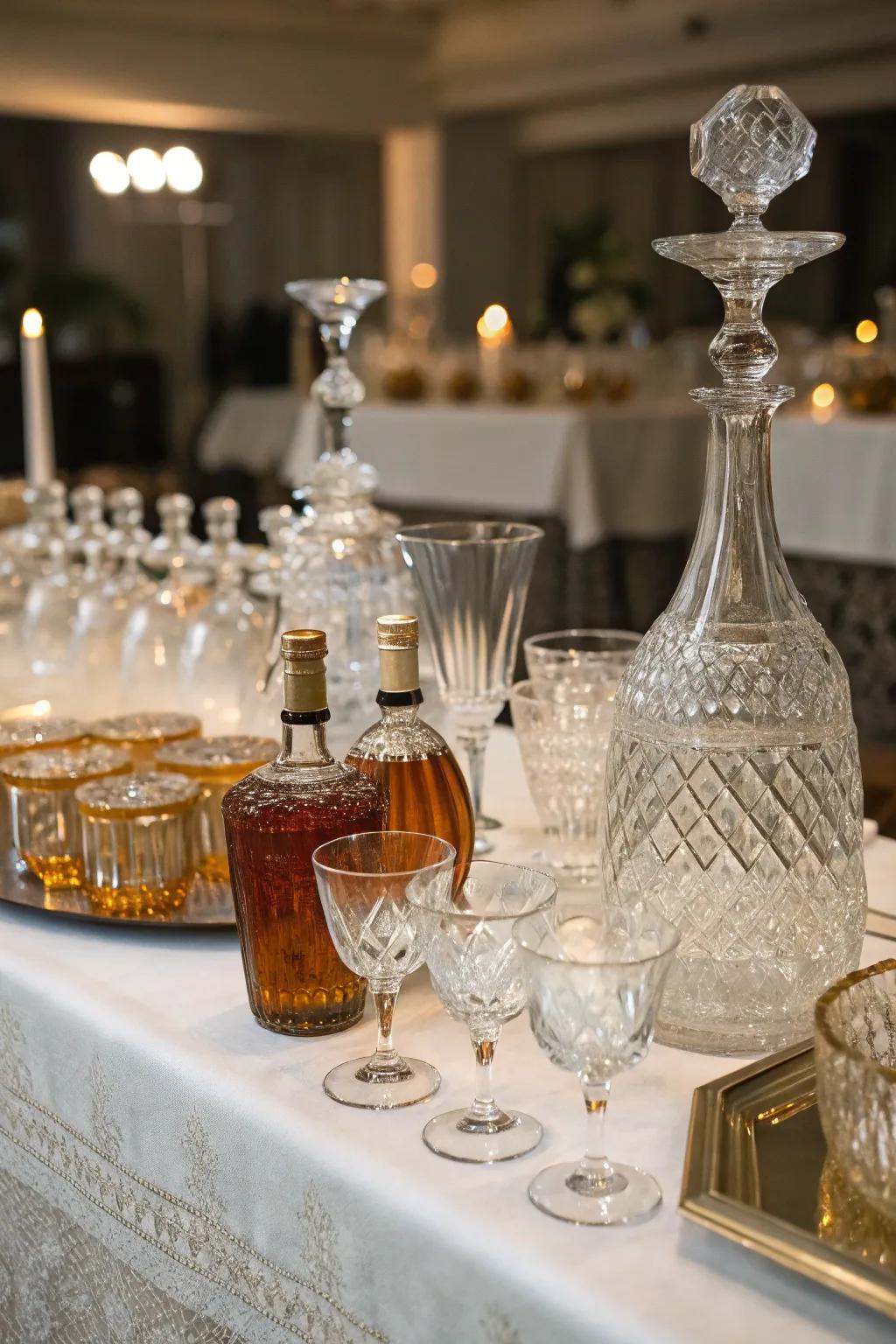 Vintage glassware adds a touch of sophistication to your drink service.