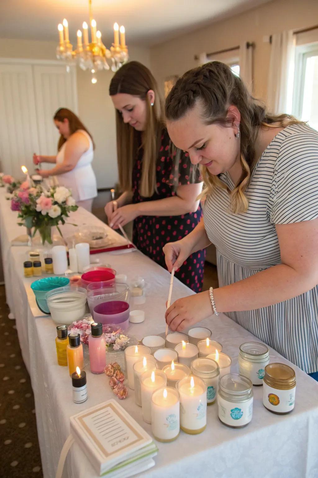 Create your own fragrant candles at a custom crafting station.