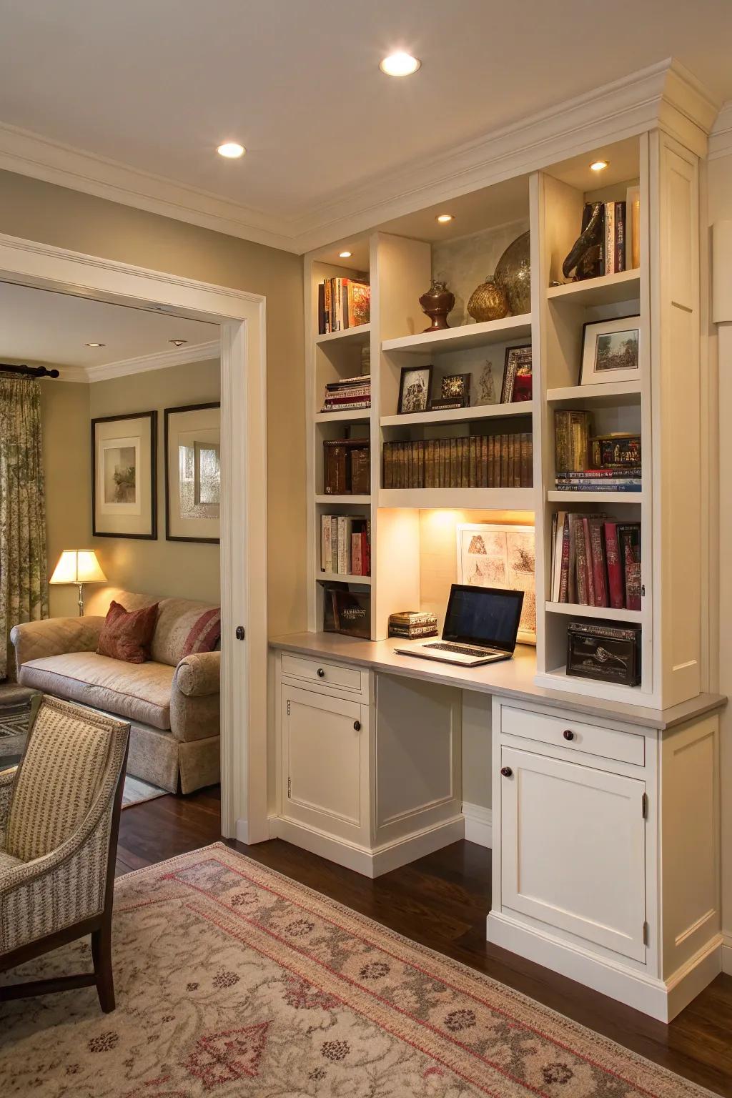 A hidden workspace within built-ins offers functionality without compromising style.