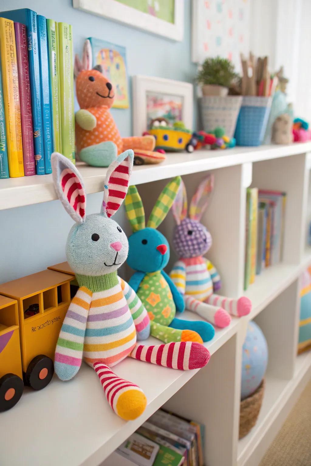 These no-sew sock bunnies are a fun and easy craft for kids.