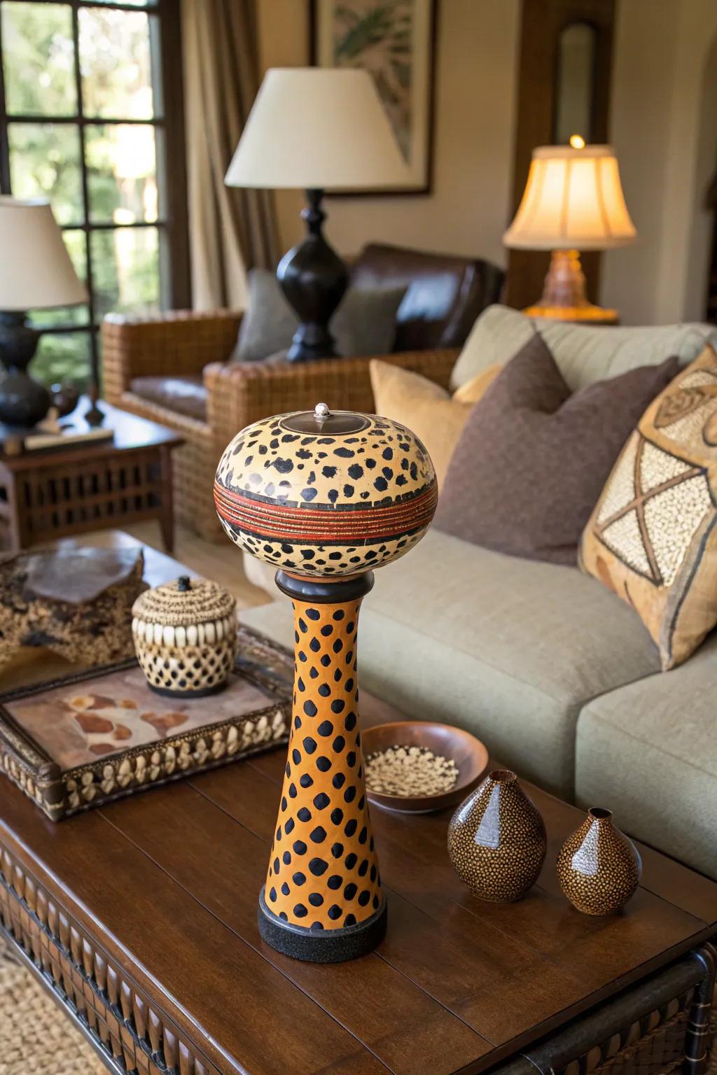 Animal print rattles add a playful sophistication to your space.