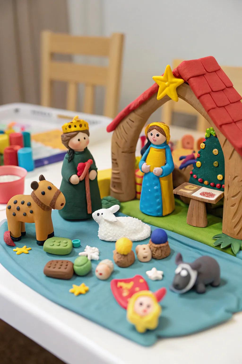 Crafting a Nativity with Play-Doh is a fun, educational activity.