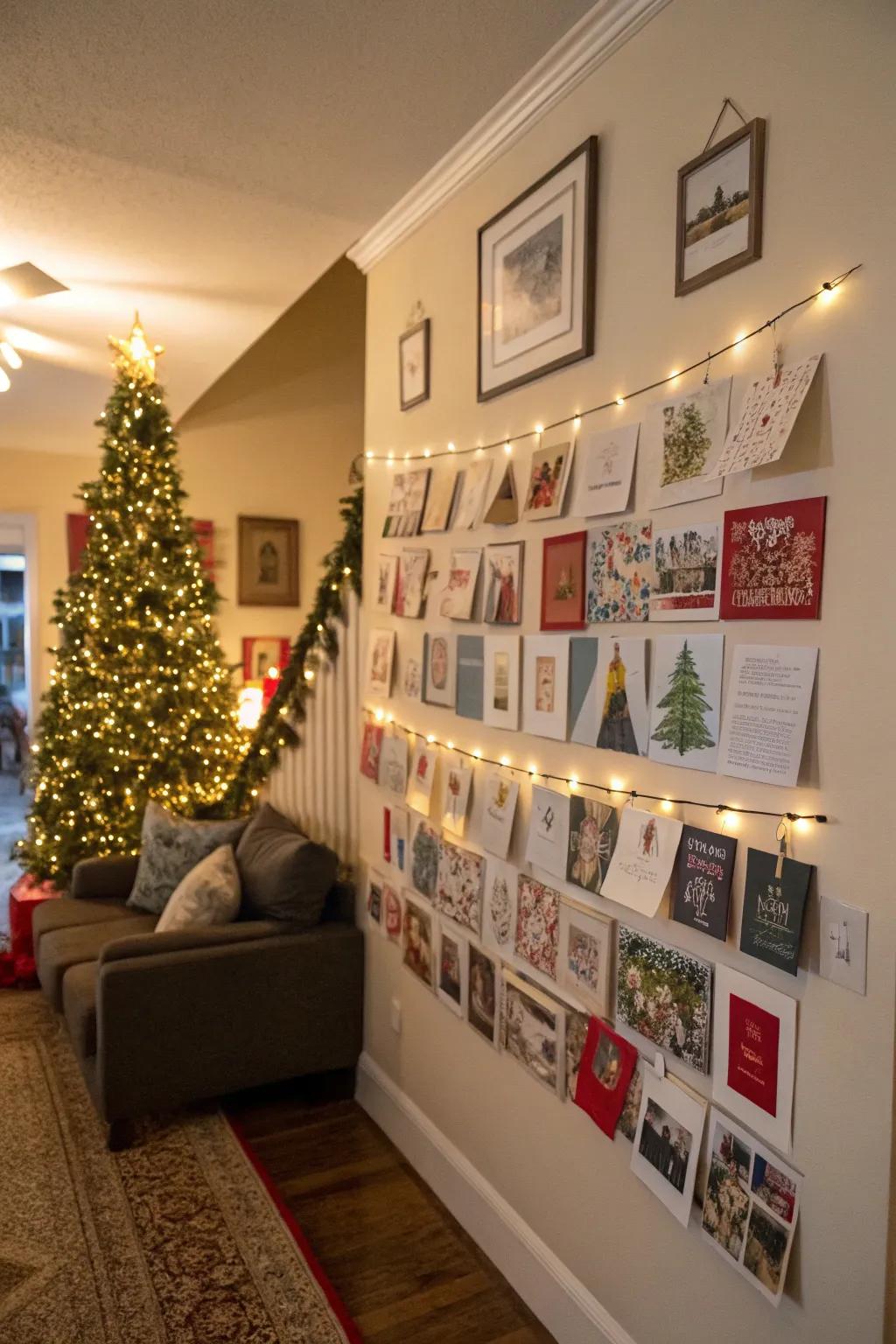 Create an evolving wall collage with your holiday cards.