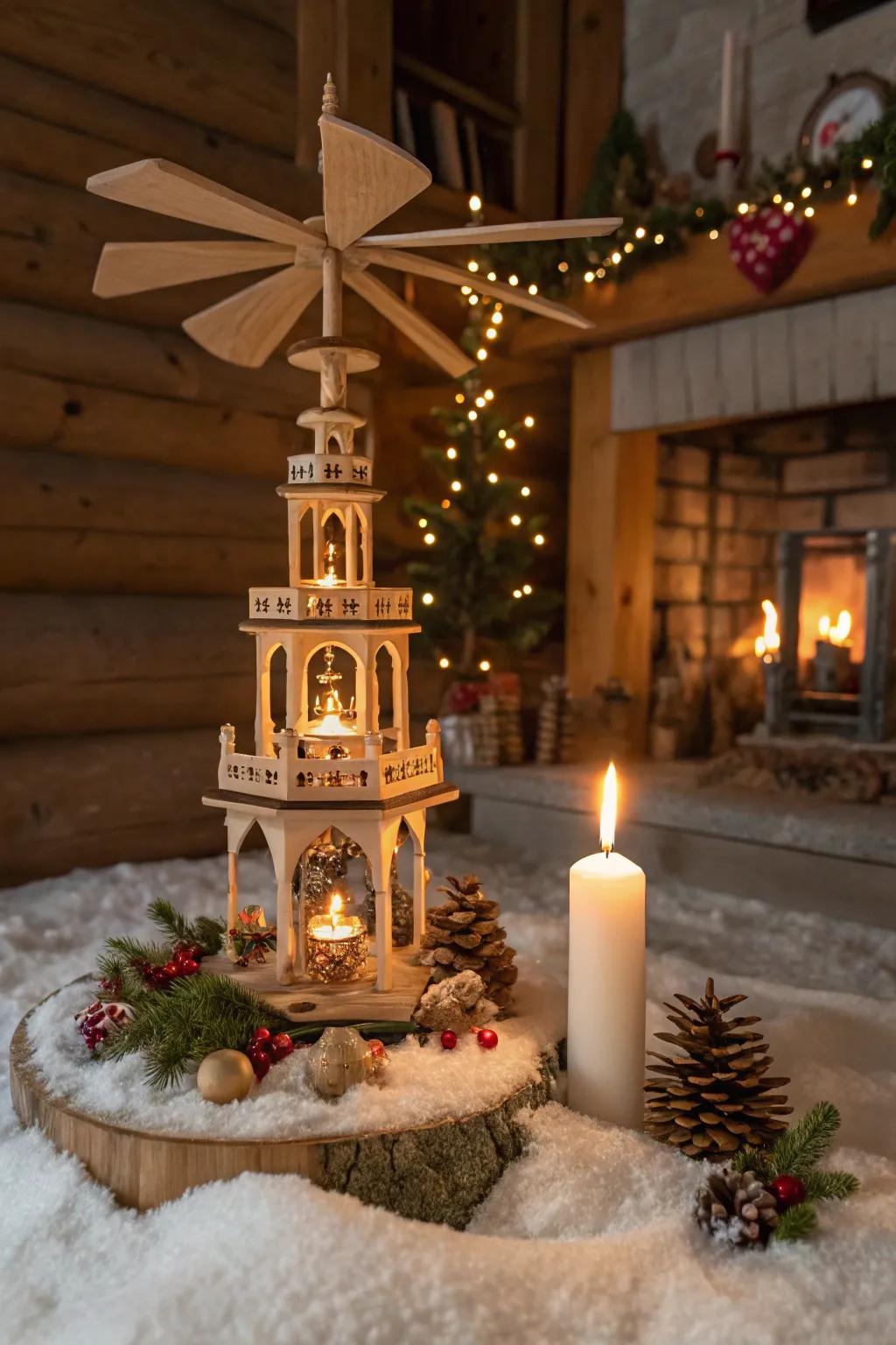 German Weihnachtspyramide adds enchantment and tradition to Christmas decor.