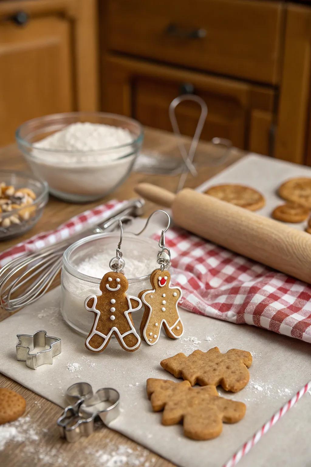 Add a sweet touch to your holiday outfit with gingerbread man earrings.