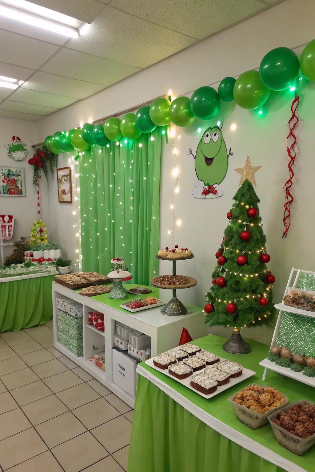 Enjoy a whimsical Grinch-themed birthday bash.