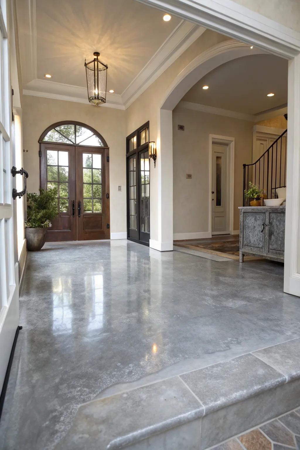 Silver concrete adds elegance and a subtle shimmer.