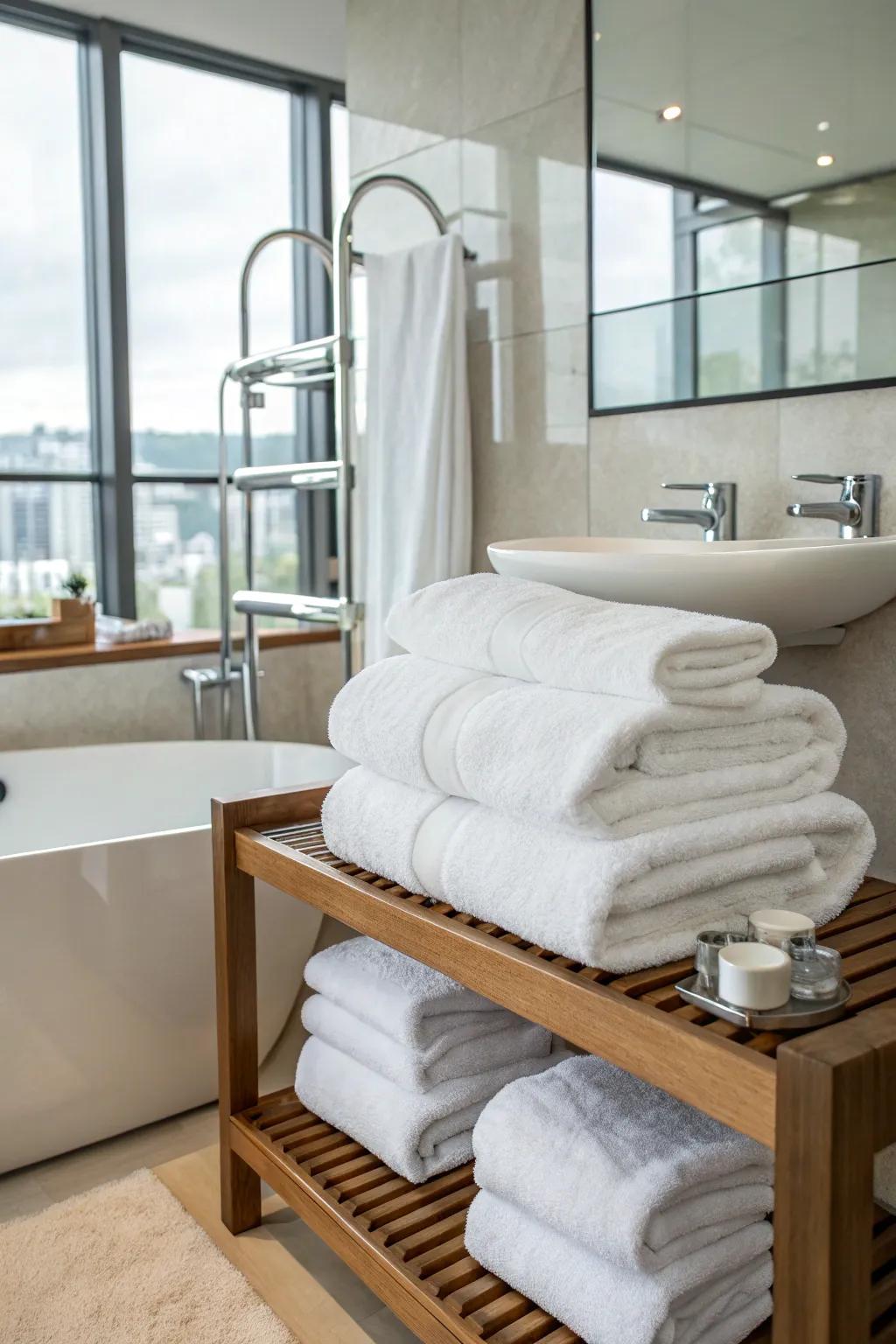 Plush bath towels that bring a touch of luxury to the bathroom.