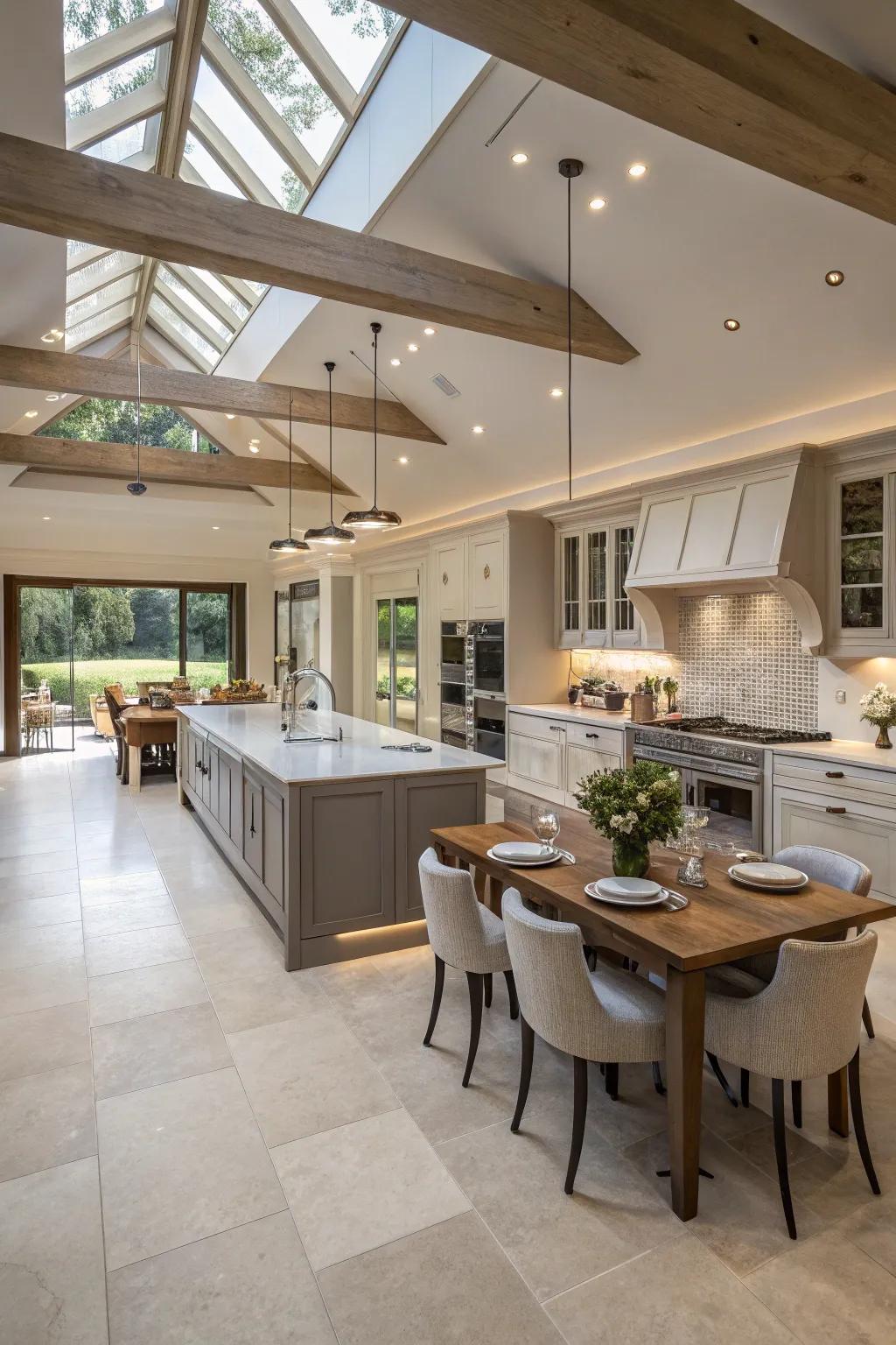 Additional islands define distinct zones in spacious kitchens.