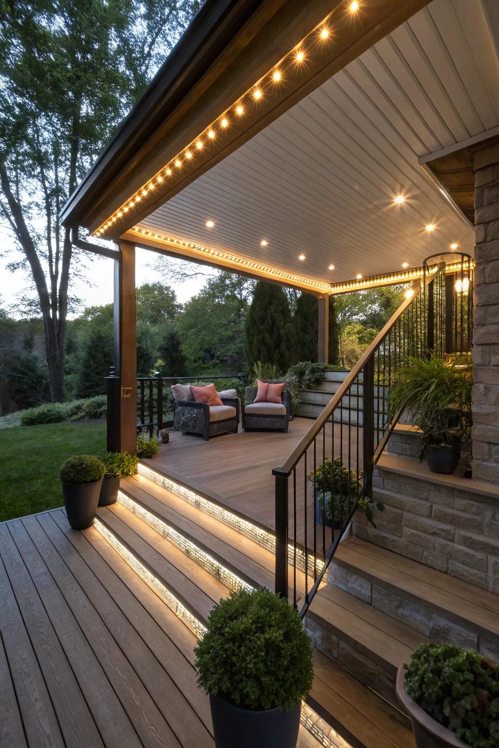 LED strip lights add a modern edge with energy efficiency.