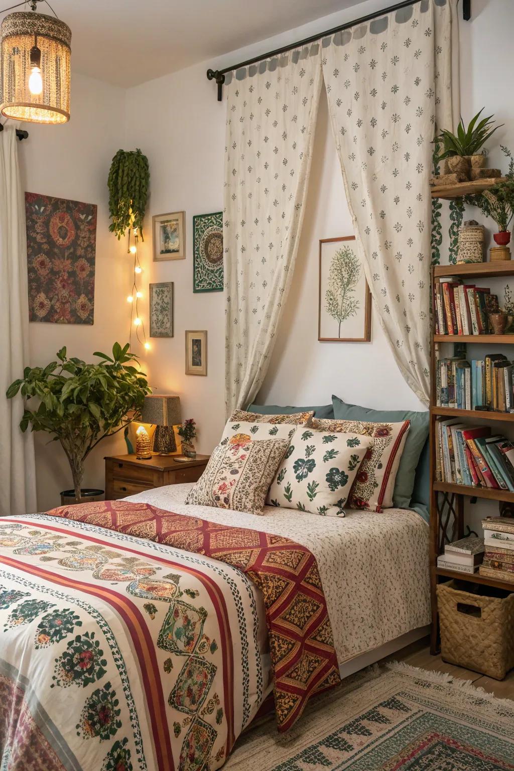 A mix of patterns adds personality and coziness.