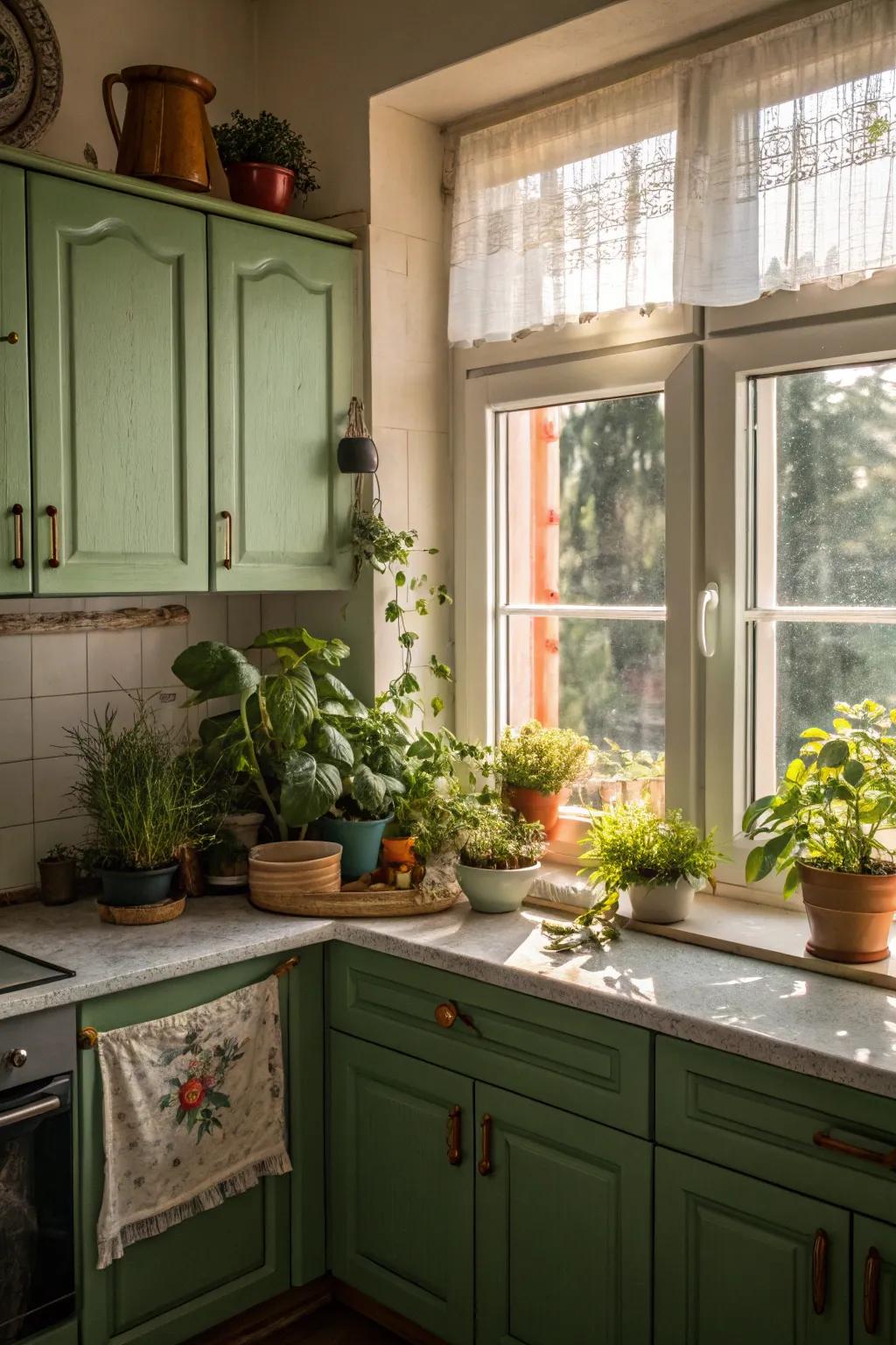 Green accents add a refreshing and organic touch to your kitchen.