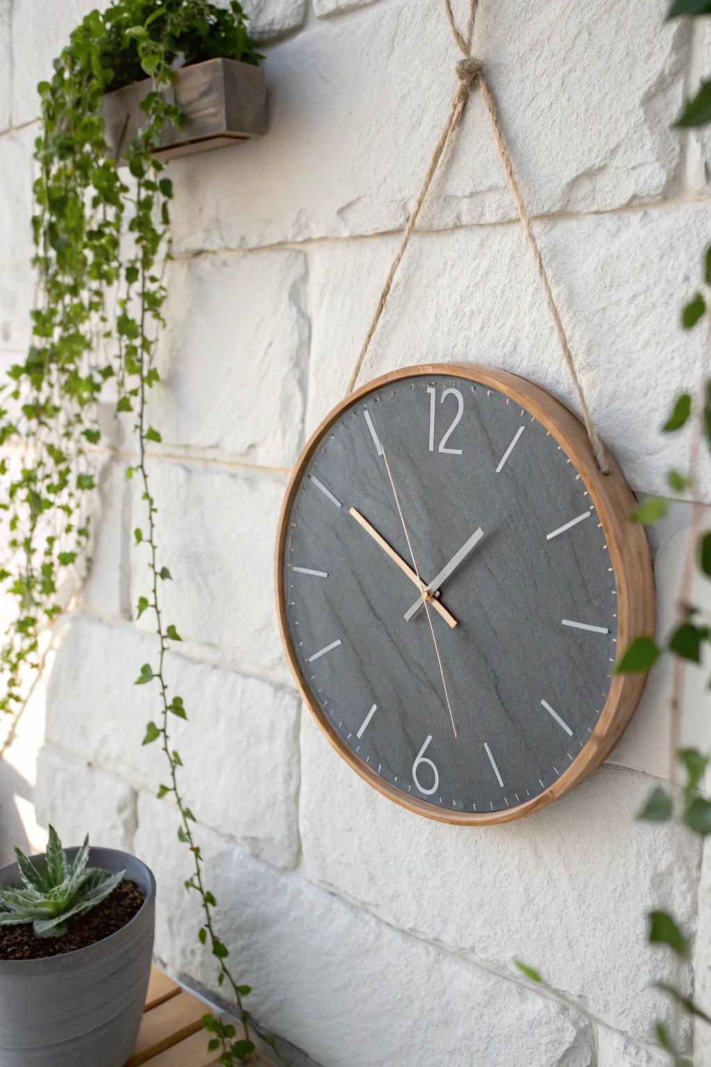 Timeless elegance: this handcrafted slate clock combines minimalist Scandinavian design with a boho twist.
