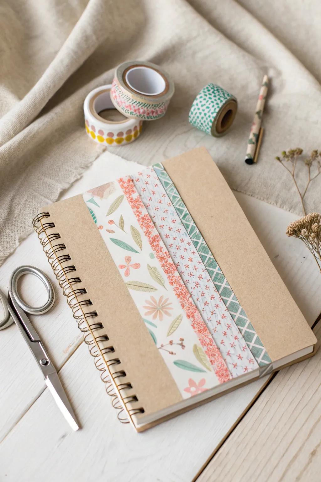 Transform your notebook into a personalized masterpiece with the magic of washi tape. #CraftingElegance #WashiWonder