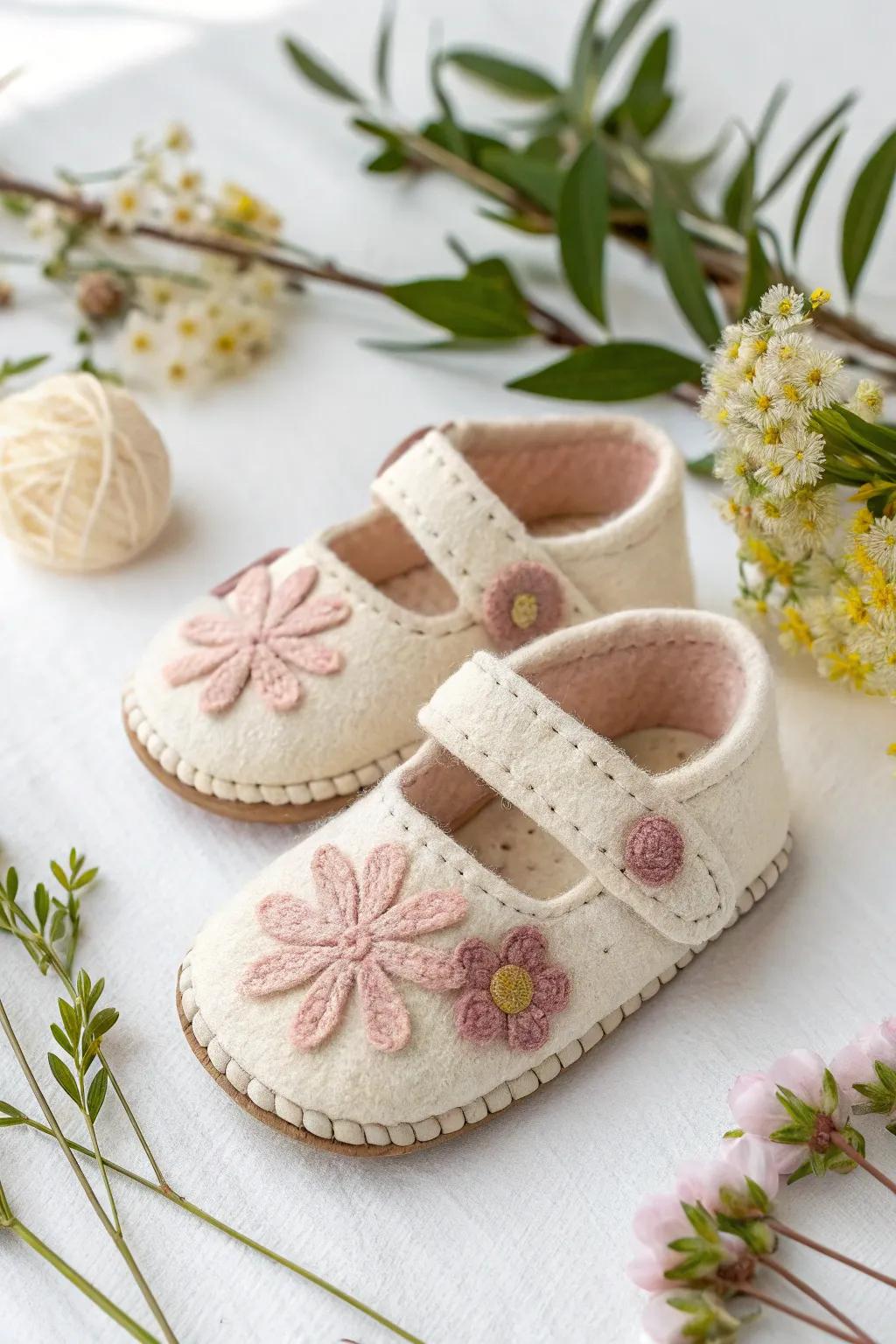 Step into style with these bespoke felt doll shoes, where minimalist design meets boho charm.