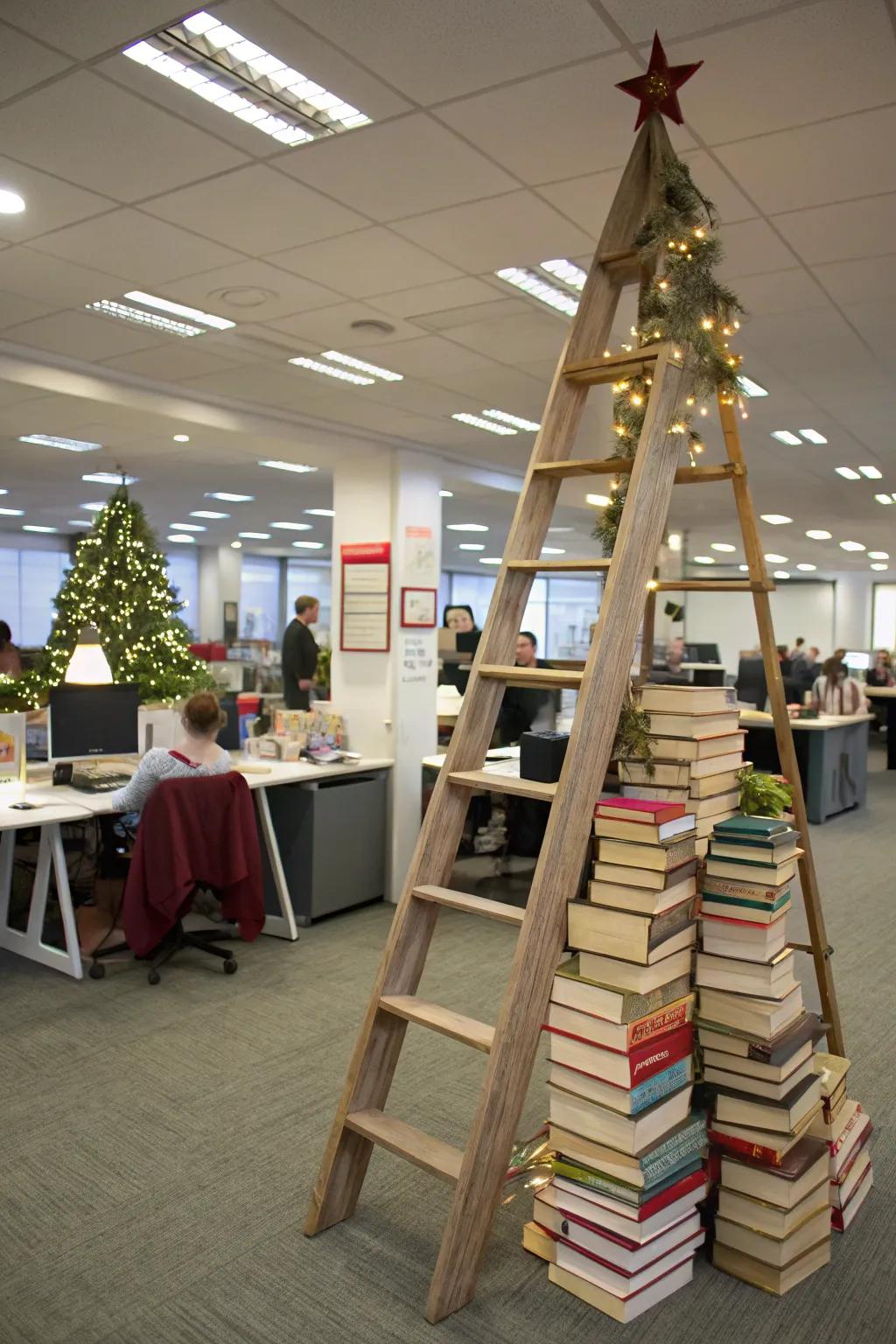 Alternative Christmas trees showcase creativity and personal flair in the office.