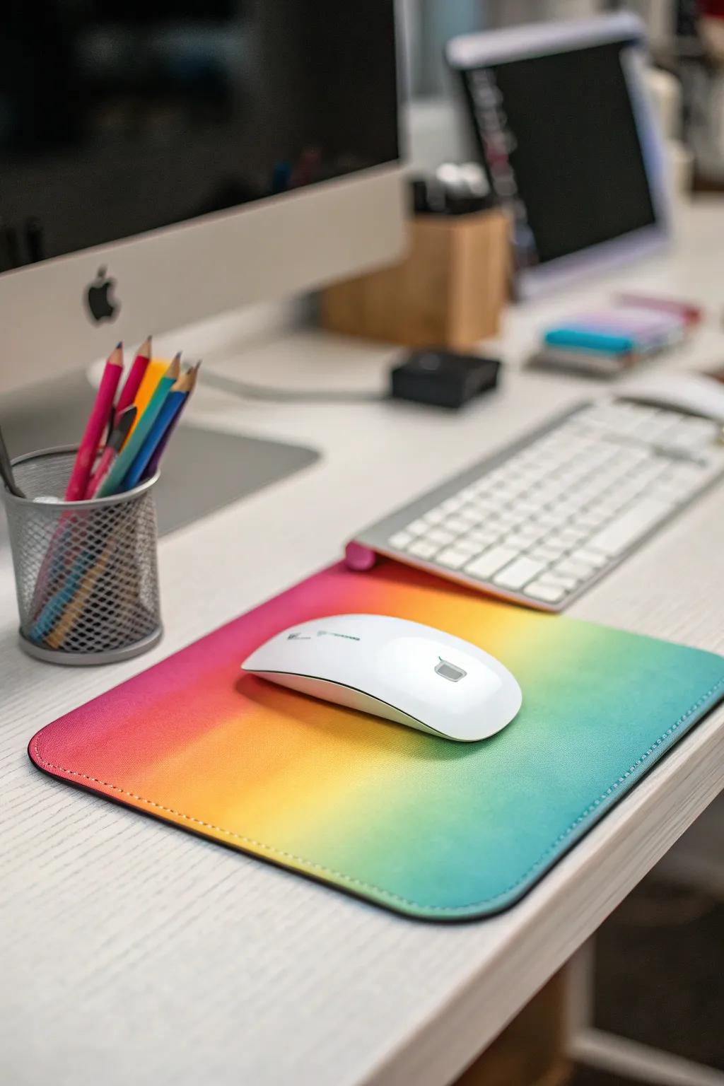 A unique mouse pad adds a personal touch to your workspace.