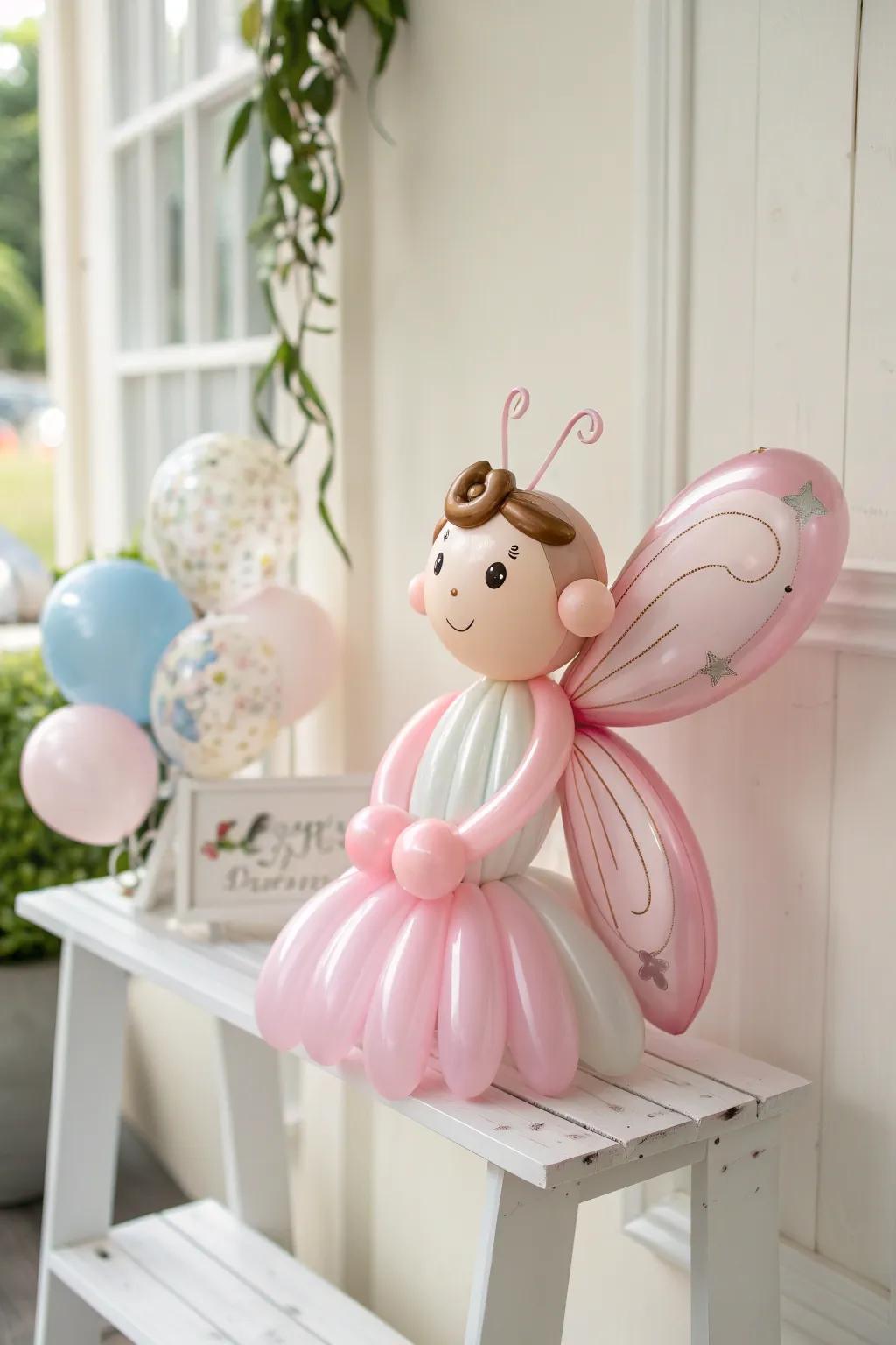 Capture the magic with this enchanting balloon fairy, a perfect blend of simplicity and whimsy.