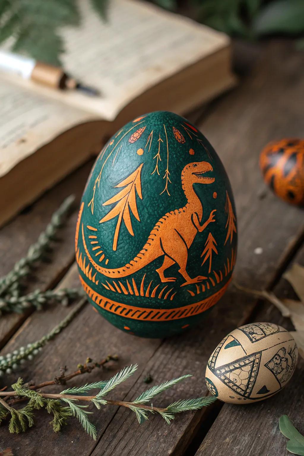 Unleash the mystery of the Jurassic with this stunning Dino Egg design!