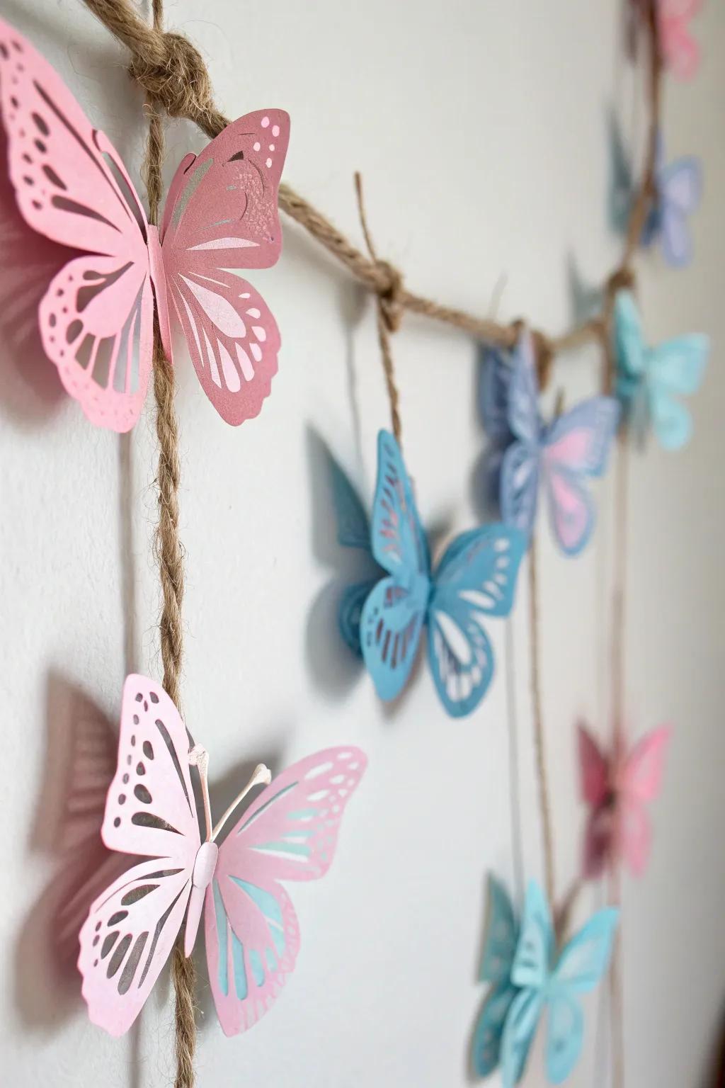 Add a touch of whimsy to your space with a charming DIY butterfly garland.